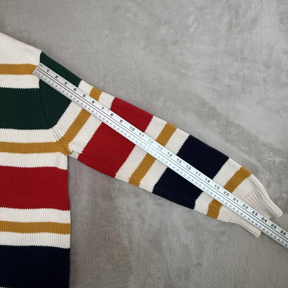 J Crew Heritage Cotton Roll Neck Sweater Mens L Stripe Pullover BM118 Chunky - Picture 9 of 9